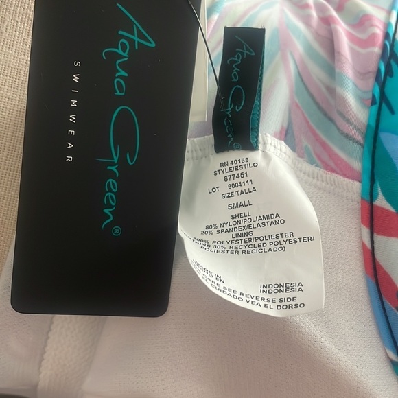 Aqua Green Swimsuit V-Neck Swimwear Tummy Control UPF 50+ Swimwear New Size Sm - Picture 2 of 8